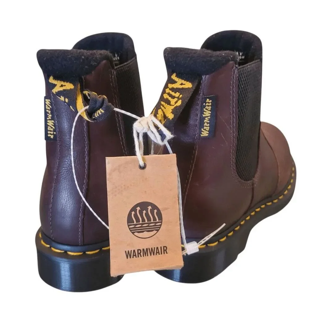 NWT Dr. Martens 2976 WarmWair Chelsea Boots  Brown Leather M 8, W 9.  NO BOX